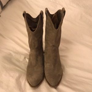 Alberto Fermani tan/taupe suede short cowboy boots